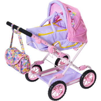 Коляска для ляльок BABY born Deluxe Pram з регульованою висотою ручки та пеленальною сумкою, лялькові аксесуари для ляльок майже б