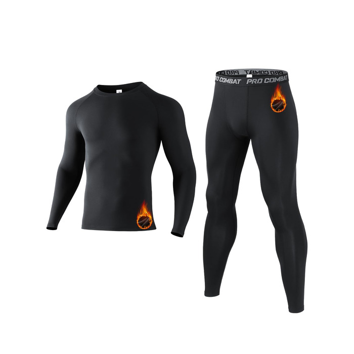 Термобілизна Niksa для чоловіків, комплект лижної білизни, довгий функціональний комплект, дихаюча м&39яка термобілизна для футболу, бігу, фітнесу, походів, чоловіків, чорного кольору*1 (верх*1 низ*1)