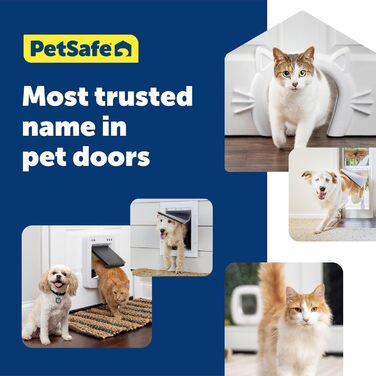Пластикові дверцята для собак PetSafe з нержавіючого пластику для встановлення у внутрішні та зовнішні двері або стіни, під фарбування, легке встановлення, запірна планка в комплекті, для котів та собак вагою до 6,8 кг, розмір S