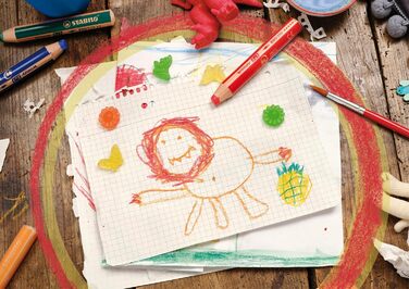 Кольоровий олівець, акварель та воскова крейда - 3 в 1 з дерев&39яним відтінком - 18 шт. з точилкою та пензлем - 12 стандартних та 6 пастельних кольорів