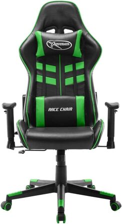 Ігрове крісло чорно-зелене зі штучної шкіри