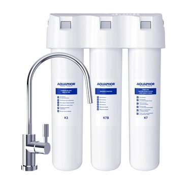 Фільтр для води Фільтр для питної води з ультрафільтраційним мікробним барєром до 0,1 мікрометра AQUAPHOR Crystal ECO TRIO Фільтр для питної води з активованим вугіллям з вугільним блоком з одностороннім краном