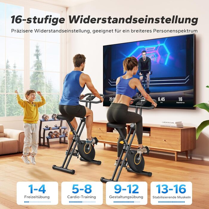 Велотренажер складаний MERACH Heimtrainer (жовтий)
