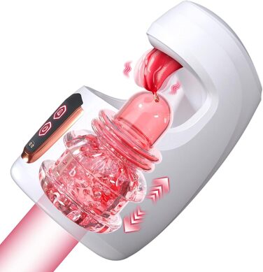 Мастурбатор Yotcoc для чоловіків, реалістичний з функцією язика та вібрації, 10 режимів смоктання та 10 режимів вібрації