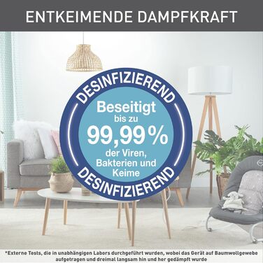 Секунд нагріву 1400 Вт до 25 г/хв. резервуар для води 150 мл 8 хв. відпарювання мережевий кабель 2,6 м різні аксесуари білий/синій