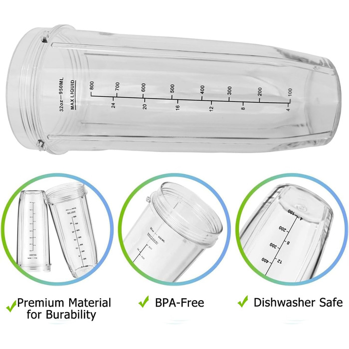 Мл Кружка для соковижималки Запасні частини для блендера Nutri Ninja Auto-iQ BN750EU BN495EU BN800EU BN701, BN800, BN801, BL450, BL480, BL481, BL642, BL682, набір аксесуарів для кружки (2 упаковки)1, 950