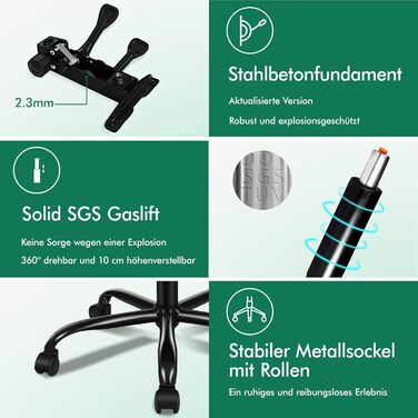 Офісний стілець ALFORDSON, Комп&39ютерний стілець, Робочий стілець зі штучної шкіри, вантажопідйомність 150 кг, спинка 90-135, регульований по висоті ергономічний комп&39ютерний стілець, Grey Boss - Grey