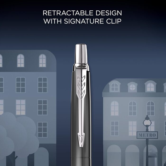 Кулькова ручка Parker Jotter Спеціальне видання Паризько-сірий колір з хромованою обробкою Середній наконечник Синє чорнило Подарункова коробка