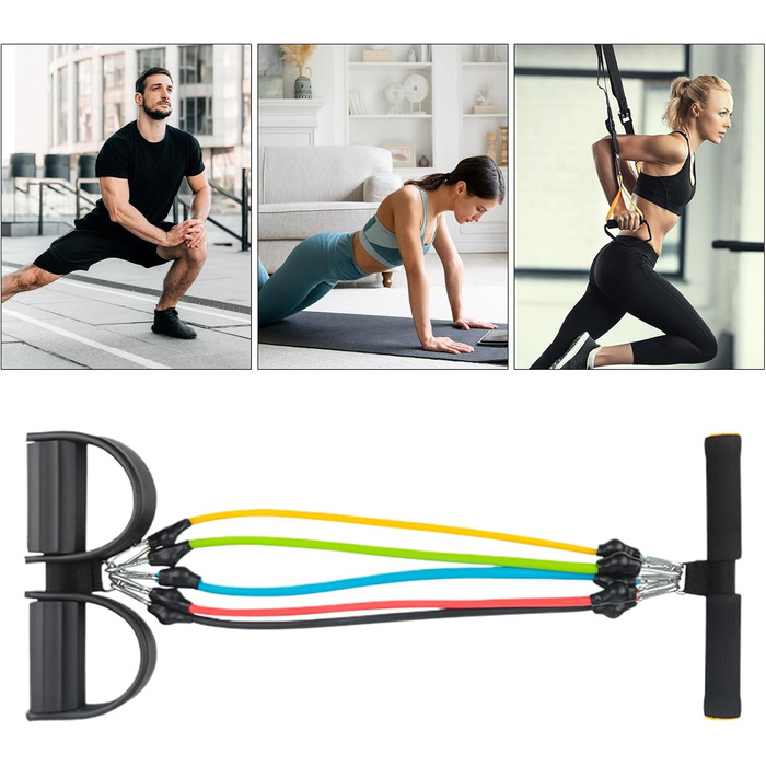 Еспандер для педалей, тренажер для м&39язів живота еластичний, нековзний, регульований, для фітнесу, тонусу, розтяжки вдома, чорний