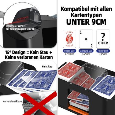 Автоматичний змішувач карт Тихий, з акумулятором 2000 мАг Змішує 2 колоди карт Сумісний з Покером, Бріджем, Раммі, Скатом, Чорний