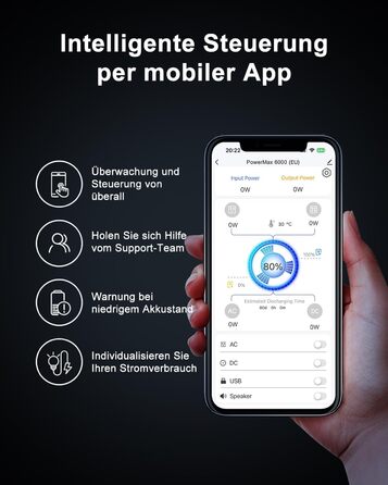 Сонячний генератор OSCAL 6000 Вт (пікова потужність 9000 Вт) PowerMax 6000, портативна електростанція 3600 Втгод, можливість розширення до 57,6 кВтгод, акумулятор LiFePO4, час повної зарядки 1,96 години, ДБЖ, мобільне накопичувач енергії для кемпінгу, над