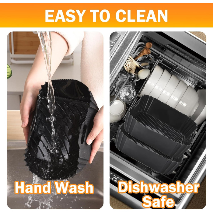 Аерофритюрниця Hivio з силіконовою формою для фритюрниці Cosori 5.5 л xxl/6.4 л, 2 шт. 22 см аксесуари для фритюрниці багаторазова мультипіч силіконова форма для мультипечі Philips XXL/Ninja Speedi