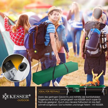 Кемпінгове ліжко KESSER, розкладне ліжко, включаючи сумку для перенесення, туристичний ліхтарик та бічну кишеню, розміром 190 см або 210 см. Міцне похідне ліжко, вантажопідйомність 150 кг, металева труба, тканина Оксфорд 600D, портативне, зручне дорожнє л