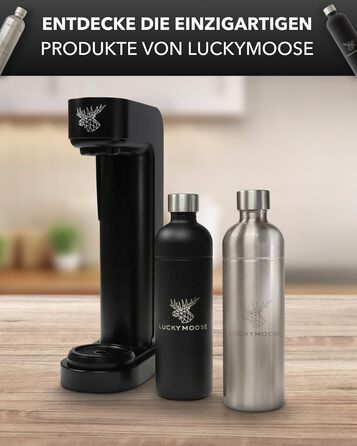 Пляшка Luckymoose Infinity 1.25 л для газованої води Aarke Carbonator 3, Philips GoZero & Brita SodaOne Maker - пляшка з нержавіючої сталі, яку можна мити в посудомийній машині без терміну придатності (2 шт. чорна)