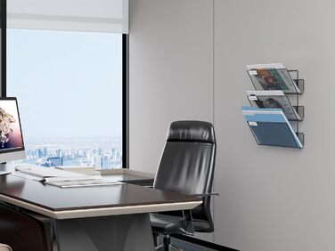 Міцний металевий тримач для журналів EasyPAG з 3 відділеннями, настінний тримач для журналів, тримач для файлів, тримач для документів, підвісний органайзер для журналів, тримач для флаєрів, диспенсер для брошур, чорний