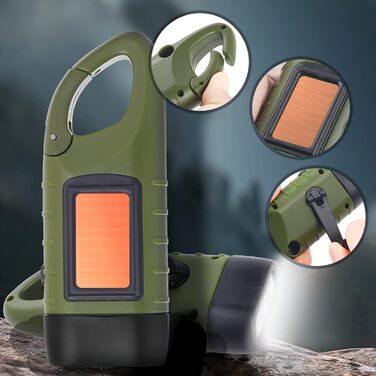 Ліхтарик Simpeak Crank, 2 комплекти сонячних ліхтариків зі світлодіодами, ручний ліхтарик із аварійним освітленням Dynamo з карабіном для кемпінгу на природі, скелелазіння, походу