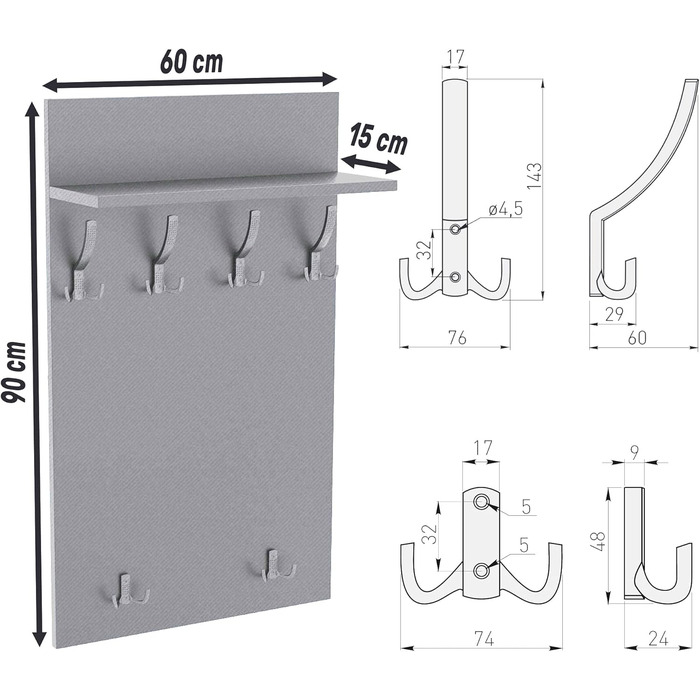 Шафа-купе настінна з полицею Шафа-купе ПВХ Maxi Ваніль 90см х 60см 90см х 60см бетон/блок.