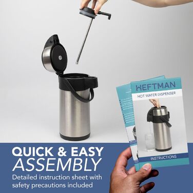 Термокавник для кави 3-літровий з нержавіючої сталі Airpot з помпою. Двостінний ізоляційний, герметичний кавник для кави та чаю з поворотною основою на 360, ручкою для перенесення, запобіжним замком, знімний.