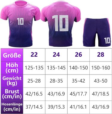 Дитяча футбольна форма, 8/ 10, виїзна футбольна форма для дітей з футболкою, шортами, шкарпетками, наколінниками та брелоком для дітей та підлітків 6-7 років, 10