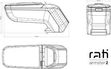 Підлокітник Rati Armster2 підходить для CITROEN C4 2021- чорний Центральний підлокітник з відсіком для зберігання речей, ідеально підходить для центральної консолі Чорний