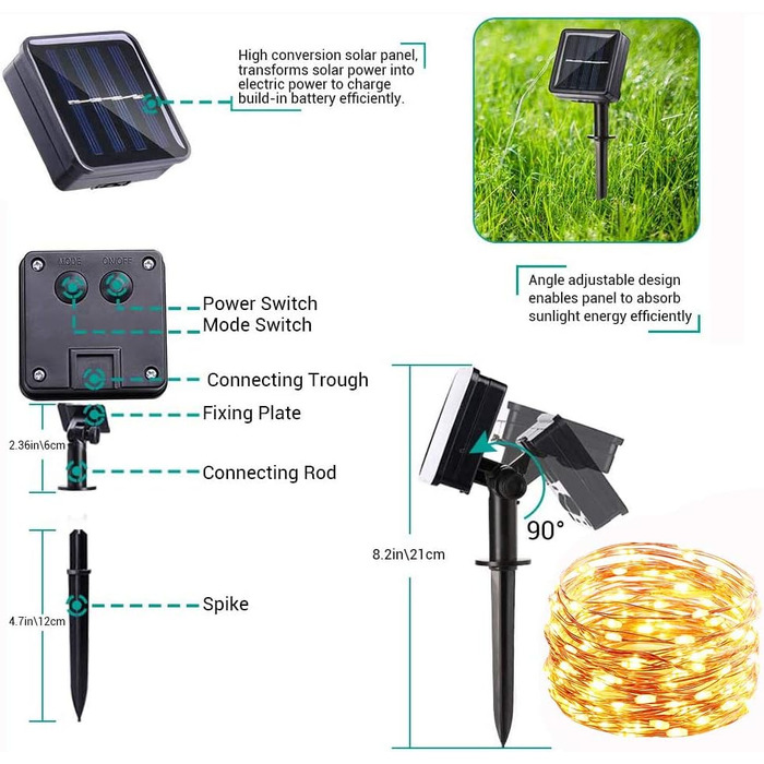 И сонячних казкових вогнів на відкритому повітрі 2x15M 150 LED, сонячні різдвяні вогні на відкритому повітрі водонепроникні, 8 реж