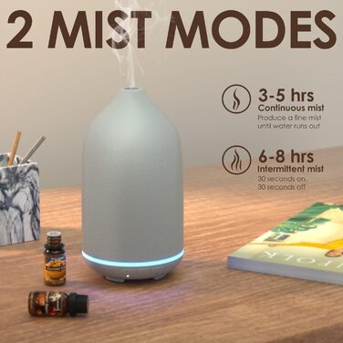 Аромадифузор SALKING, сірий керамічний дифузор для ефірних олій, ароматерапевтичний дифузор без бісфенолу А з регульованим режимом туману, ароматична лампа з автоматичним вимкненням для домашнього офісу йоги 150 мл