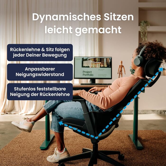 Ергономічне офісне крісло, вантажопідйомність 150 кг, для полегшення болю в спині Ергономічне офісне крісло Переможець тесту ергономічних офісних крісел, 5-річна гарантія, чорний стандарт