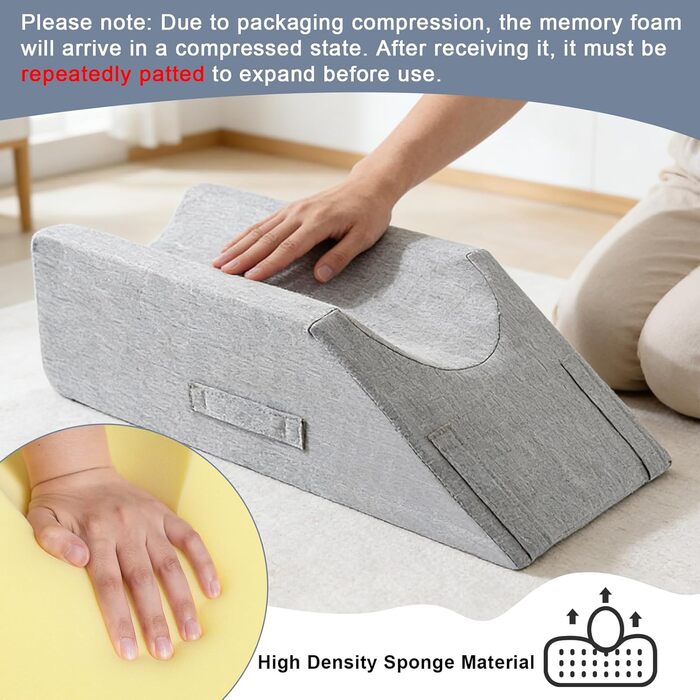 Подушка для підняття ніг, опори для ніг з ручкою та блискавкою, відштовхувальна губка, подушка для підтримки ніг у ліжку, U-подібний позиціонер для ніг полегшує біль та покращує