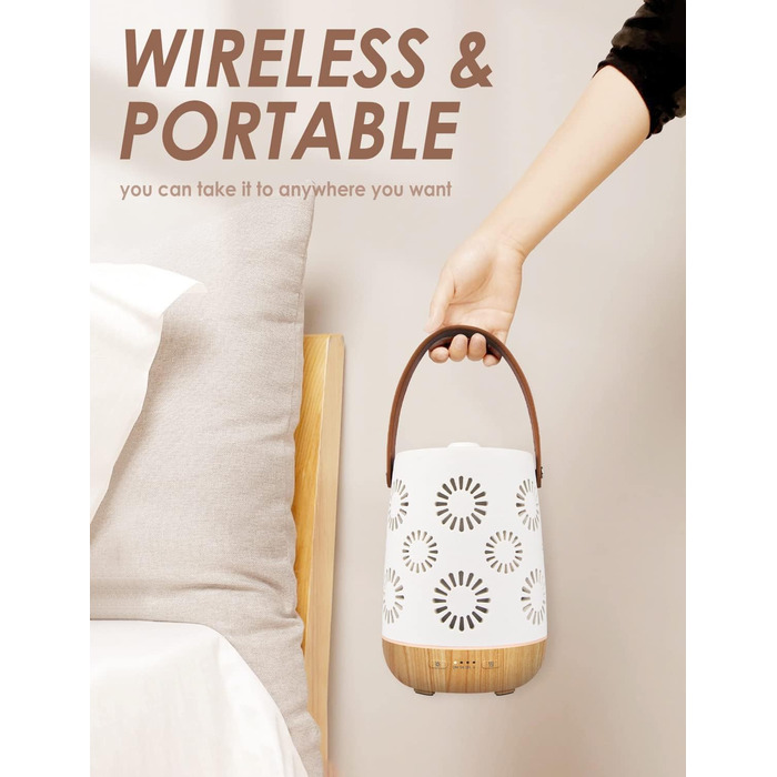 Керамічний аромадифузор SALKING, бездротовий акумуляторний дифузор для ефірних олій, портативний бездротовий ароматерапевтичний дифузор з акумулятором, ароматична лампа з автоматичним вимкненням для йоги в домашньому офісі, 180 мл