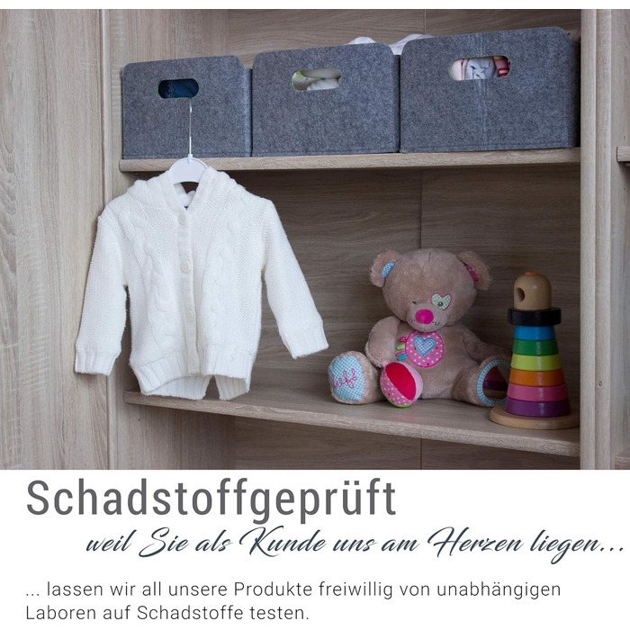 Набір із 3 складних кошиків для зберігання Luxflair з фетру, що можна прати, вересово-сірий/помаранчевий, 30x24x15 см. Органайзер, полиця, складана коробка, кошик для іграшок, фетровий кошик, набір із 3 предметів, вересово-сірий/помаранчевий