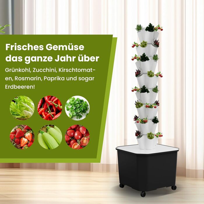 Із гідратаційним насосом, адаптером, сітчастими горщиками. Система безґрунтового вирощування трав, фруктів і овочів (8 ярусів), 6/8 Tiers Hydroponic Grow Kit System Aquaponics Grow System