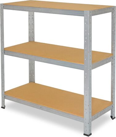 Міцний домашній стелаж, оцинкований/металевий стелаж з 3 полицями/металевий стелаж для підвалу, гаражний стелаж, стелаж для майстерні або стелаж для зберігання/навісний стелаж, металевий, вантажопідйомністю 175 кг, В 90см / Ш 100см / Г 60см, 90x100x60