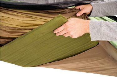 Гамак StoreoAS Ultra-Light Adventure Mosquito Thermo 470 г з москітною сіткою та відділенням для сну, дорожній гамак, просочений засобом від комах, 275x140 см, до 150 кг, зелено-коричневого кольору, одномісний