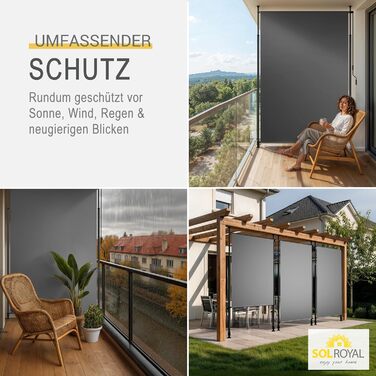 Тент Sol Royal Clamp, вертикальний тент для зовнішнього використання 200x310 см, захист від сонця та конфіденційності, балконний тент, свердління не потрібне вітрозахисний для саду або патіо, ручний, антрацит, водонепроникний, KM5 200 см антрацит