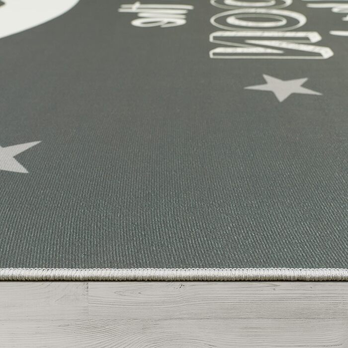 Дитячий килим Paco Home, килим для дитячої кімнати з мотивами зірки, місяця та клітинки, розмір 80x150 см, колір сірий 2