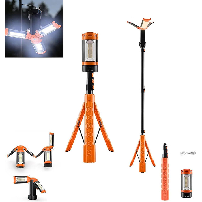 Телескопічний ліхтар акумуляторна світлодіодна панель з регульованою яскравістю ABS ємністю 10000 мАг, туристичний ліхтар, робочий ліхтар на магнітному штативі, польовий аварійний прожектор