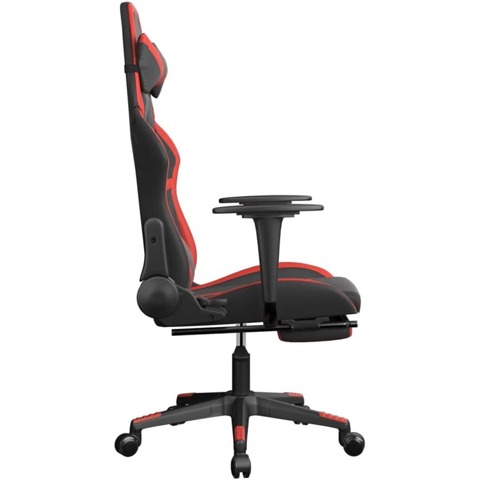 Геймерське крісло, офісне крісло, з підставкою для ніг, чорно-червоне, штучна шкіра