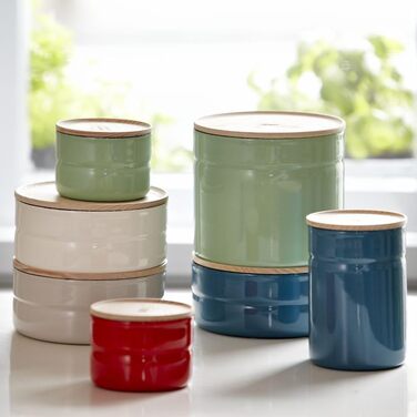 Банка для зберігання з кришкою з ясена, діаметр 13 см, висота 12 см, місткість 1350 мл, СВІЖІ ПОМІДОРИ, КУХОННЕ УПРАВЛІННЯ, Truehomeware, Емаль, 2174-213