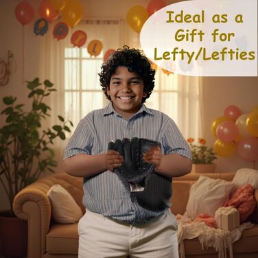 Бейсбольні рукавички Urby для лівшів, для гри в Т-подібний м&39яч, тільки для лівшів, бейсбольні рукавички для гри в Т-подібний м&39яч та для дітей, чорні, 11,5 дюймів, вік 7-11 років