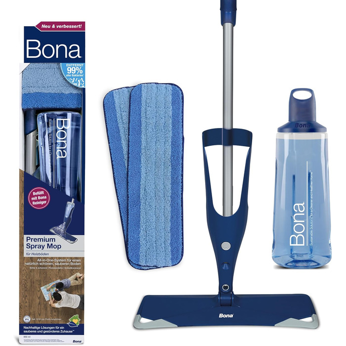 Швабра для підлоги Bona з функцією розпилення, набір швабр з розпиленням преміум-класу для дерев'яних підлог, швабра з розпиленням