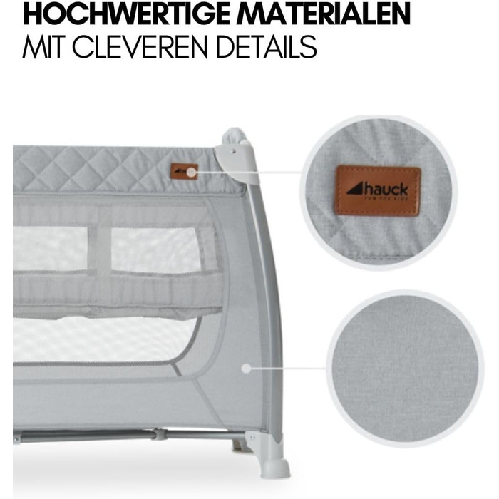 Дорожнє ліжечко Hauck Play N Relax Center з пеленальною підкладкою, регульованою висотою та боковим входом - Стьобаний сірий