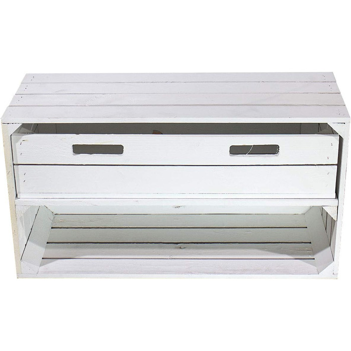 Білі дерев&39яні ящики з шухлядами та відділеннями - місце для взуття та шапок, шарфів, рукавичок (68x40x30см, широкий ящик для фруктів з шухлядою, 68x40x30см) Широкий ящик для фруктів з шухлядою 68x40x30см 68x40x30см