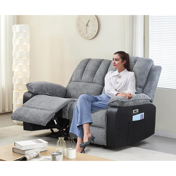 Електричний диван LSLIFE з функцією масажу та підігріву, масажний диван, крісло, лінивий реклайнер для людей похилого віку, ергономічний диван для відпочинку (синій, 2 особи)