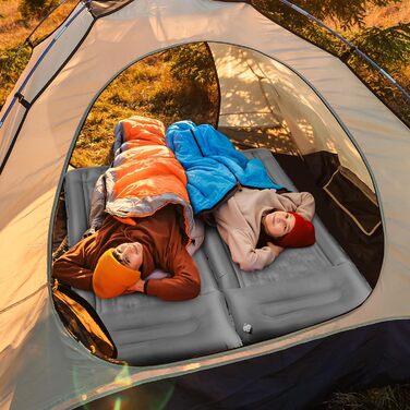 Самонадувальний килимок для сну, надувний матрац 12 см з ножним насосом, надлегкий для кемпінгу на свіжому повітрі, невеликий розмір у упаковці, сірий килимок/матрац для сну