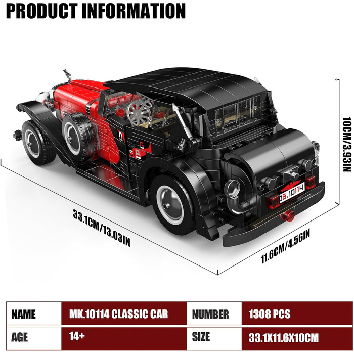 Високотехнологічна модель автомобіля, дитяча розвиваюча іграшка, подарунок на день народження для дітей, 10114 Technic Vintage Mod