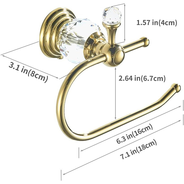Тримач для туалетних рушників, полірований, золотистий, латунний, кришталевий, тримач для серветок, аксесуари для ванної кімнати, настінний