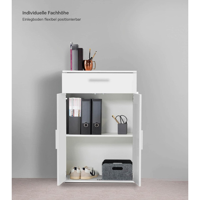 Багатофункціональна офісна шафа Mokebo Практична (60x90 см) з дерева, з шухлядою, картотекою, також підходить як шафа для взуття, шафа для передпокою або шафа для зберігання речей білого кольору, висота 90 см, білий -11