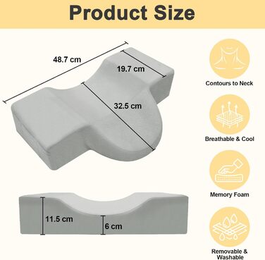 Подушка для нарощування вій CGBE U-подібної форми подушка для шиї для нарощування вій, ергономічна подушка для підтримки шиї, фланелева подушка для вій для використання вдома та в салонах краси. Сіра.