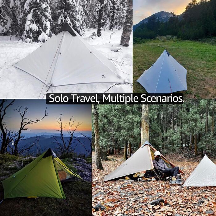 Ультралегкий намет 3/4 сезону Портативний туристичний намет для 1 особи 15D силіконове покриття Водонепроникний двошаровий намет без чохла для кемпінгу, скелелазіння, походів, сірий 3 сезони, 3F Lanshan1