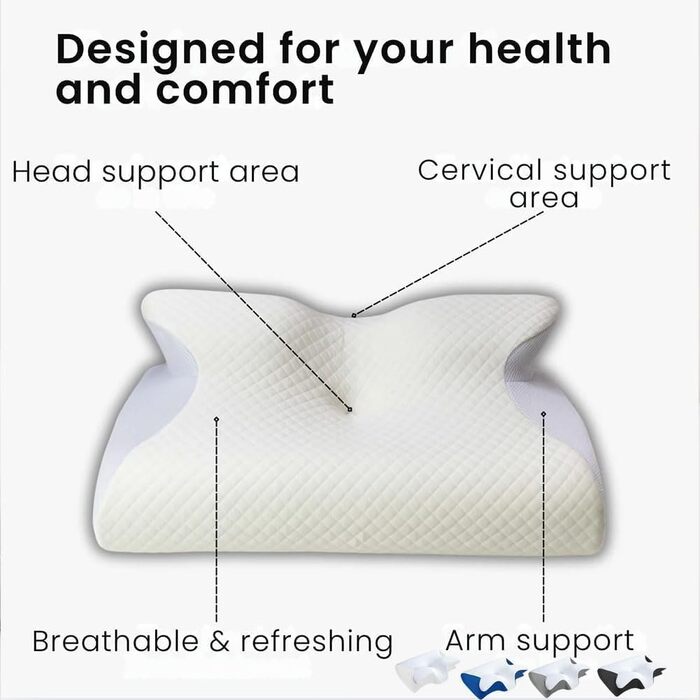 Подушка Dreamsleepz, оригінальна ергономічна подушка для шиї та голови з піни з ефектом пам&39яті для сну на боці, спині та животі, для кращого сну (чорна, ) Чорна